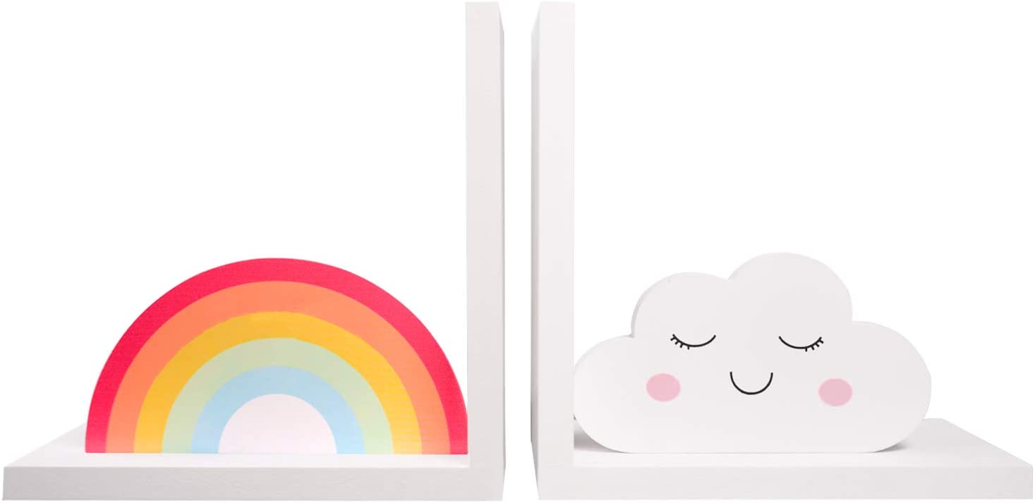 Cute Rainbow Decor Home & School Kids Bookends for Heavy Books by CasaNita Decorative