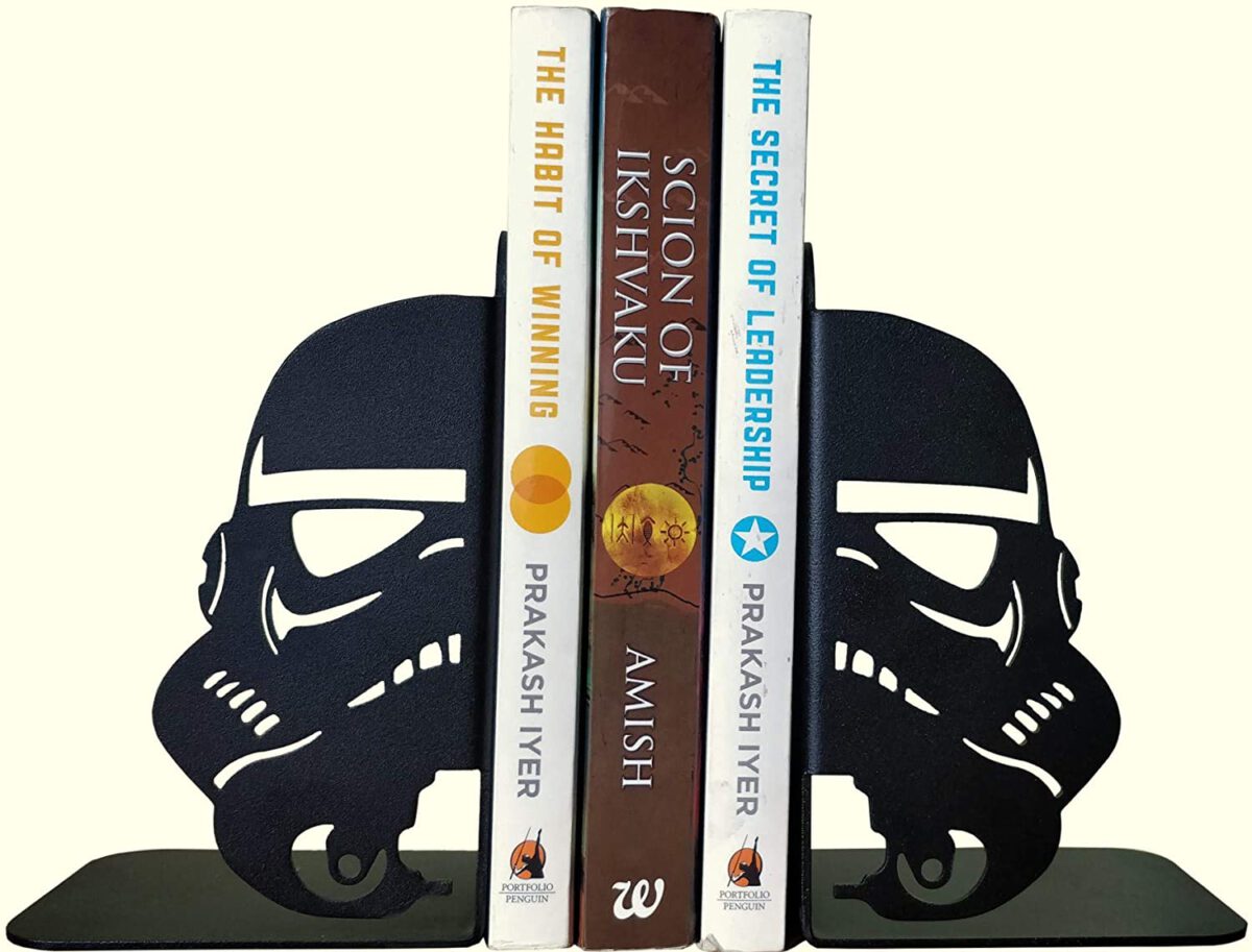 Star Trooper Mask Themed Decorative Metal Bookend by HeavenlyKraft