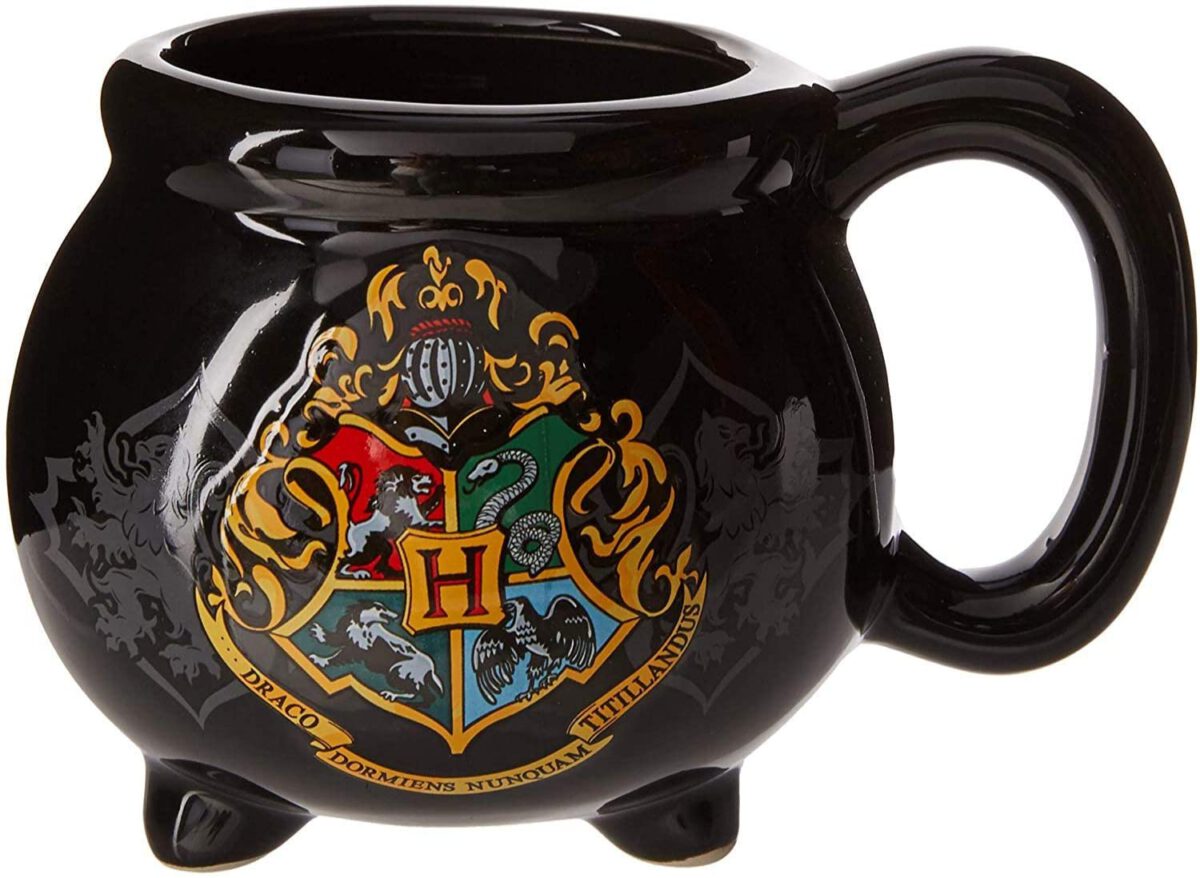 Silver Buffalo Harry Potter Hogwarts School Crest Cauldron 3D Sculpted Ceramic Coffee Mug