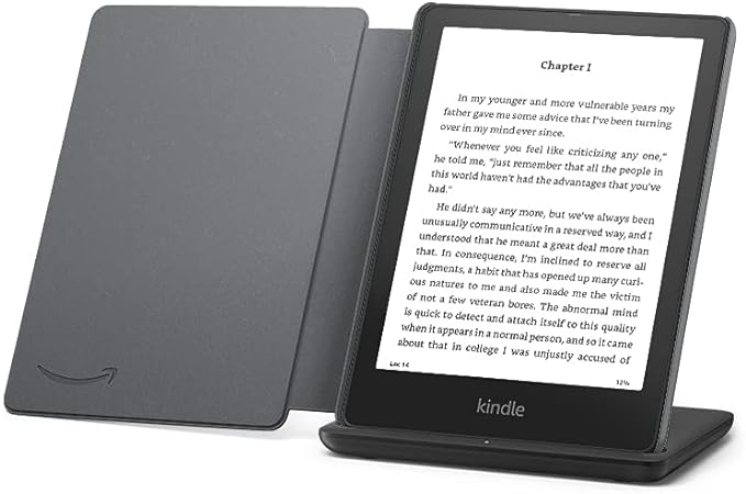 Kindle Paperwhite Signature Edition Essentials Bundle including Kindle Paperwhite Signature Edition (32 GB), Fabric Cover - Black, and Wireless Charging Dock