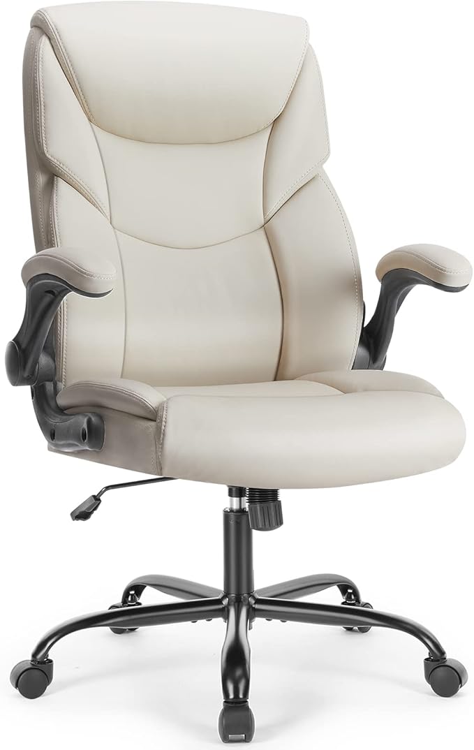 OLIXIS Ivory Executive Office Chair | Ergonomic | Adjustable | High Back | Flip-up Armrests