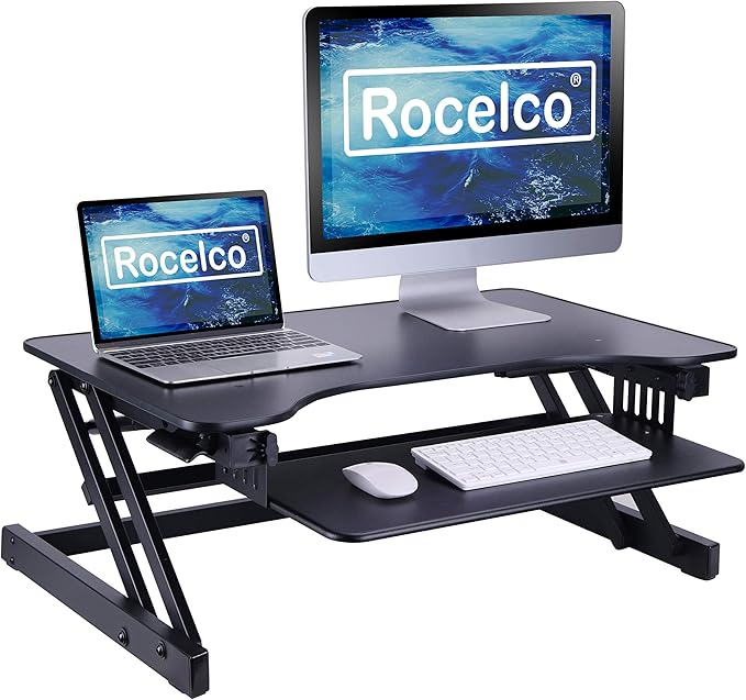 Rocelco 32″ Height Adjustable Standing Desk Converter