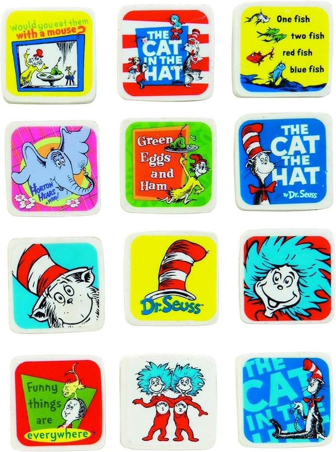 Raymond Geddes Dr. Seuss Character Erasers for Kids (Pack of 60)