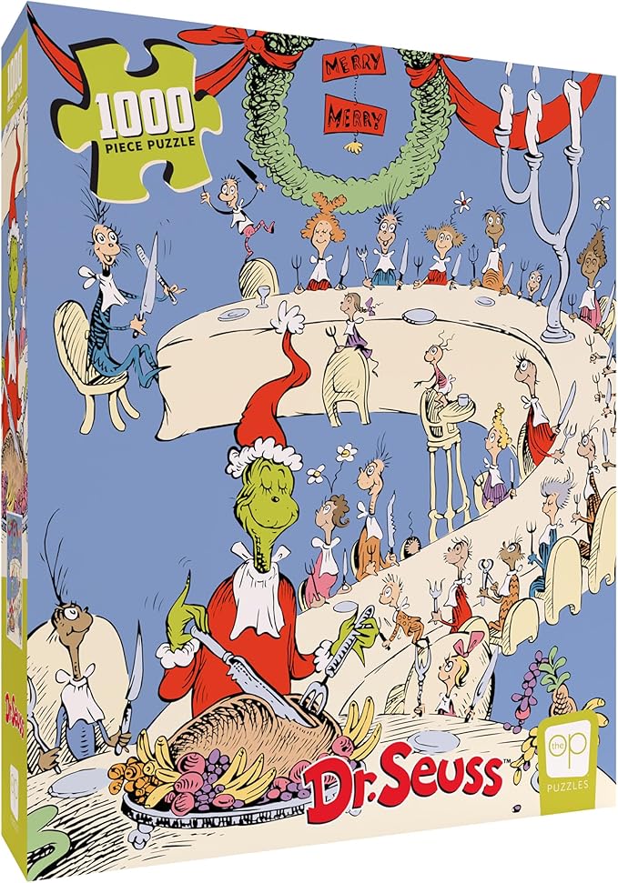 Dr. Seuss “Grinch Feast” 1000 Piece Jigsaw Puzzle, Collectible Puzzle Featuring Grinch