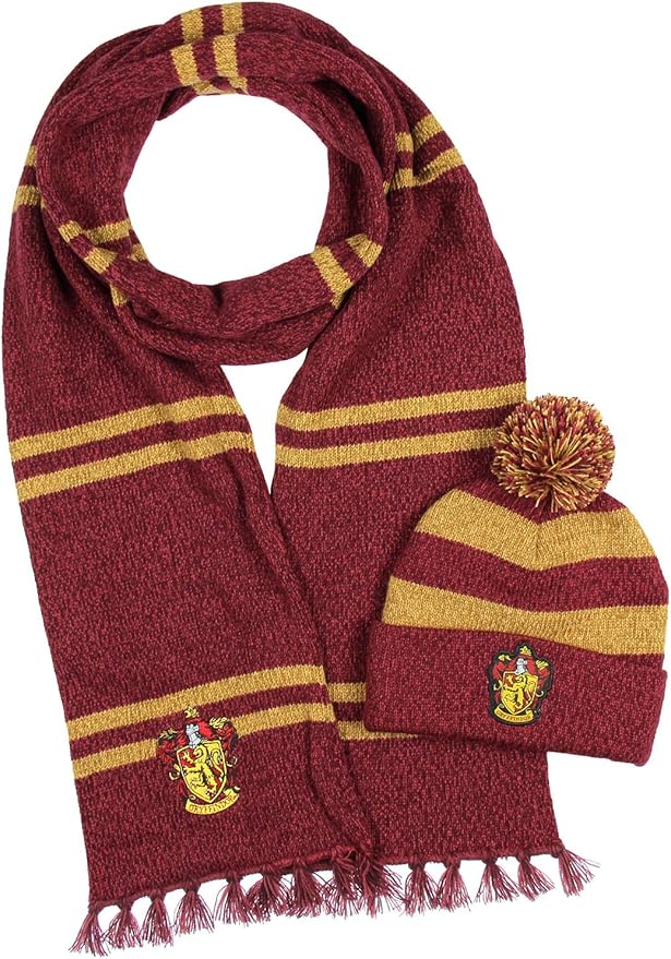 Harry Potter Hogwarts Houses Knit Gryffindor Scarf & Pom Beanie Set