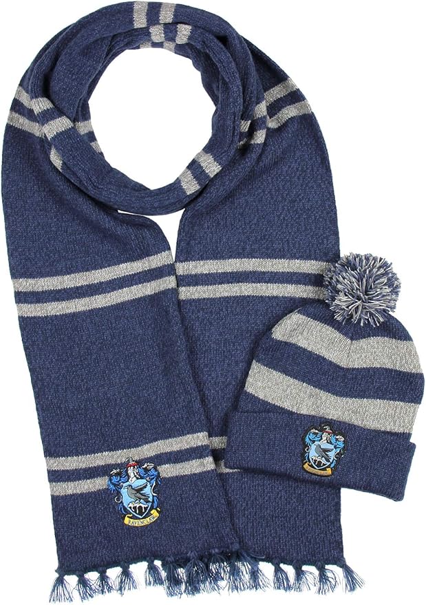 Harry Potter Hogwarts Houses Knit Ravenclaw Scarf & Pom Beanie Set