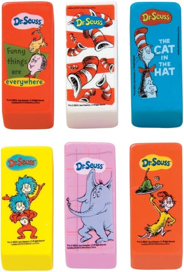 Raymond Geddes Dr Seuss Beveled Erasers For Kids (Pack of 48)