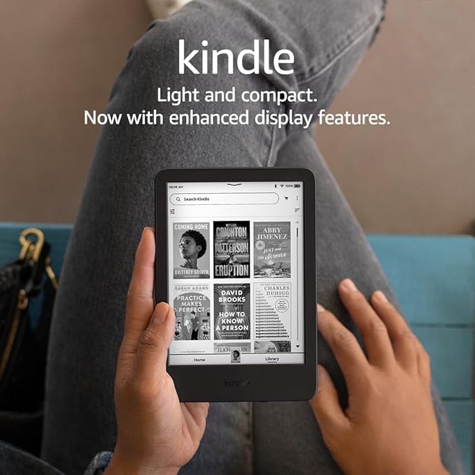 New Amazon Kindle (16 GB) – Lightest and most compact Kindle, with glare-free display, faster page turns, adjustable front light, and long battery life – Black